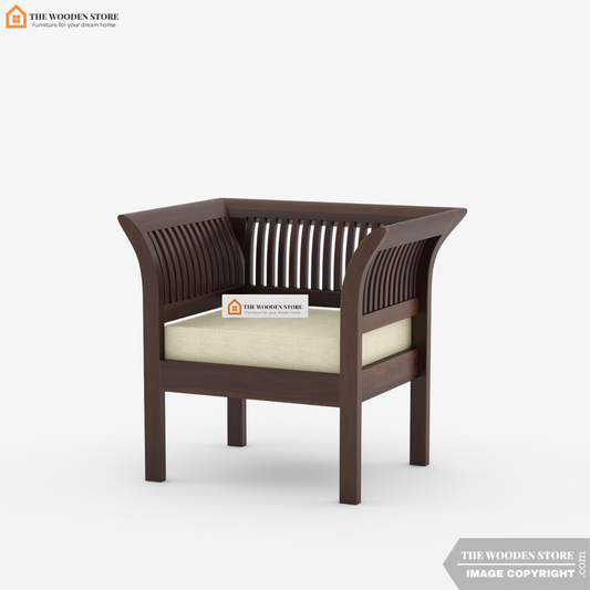 Vasundhara 1 Seater Wooden Sofa (Walnut Finish)