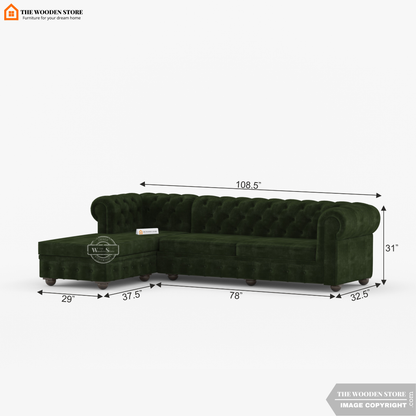 Ronin L - Shape Left Aligned Corner Sofa (Olive Green)