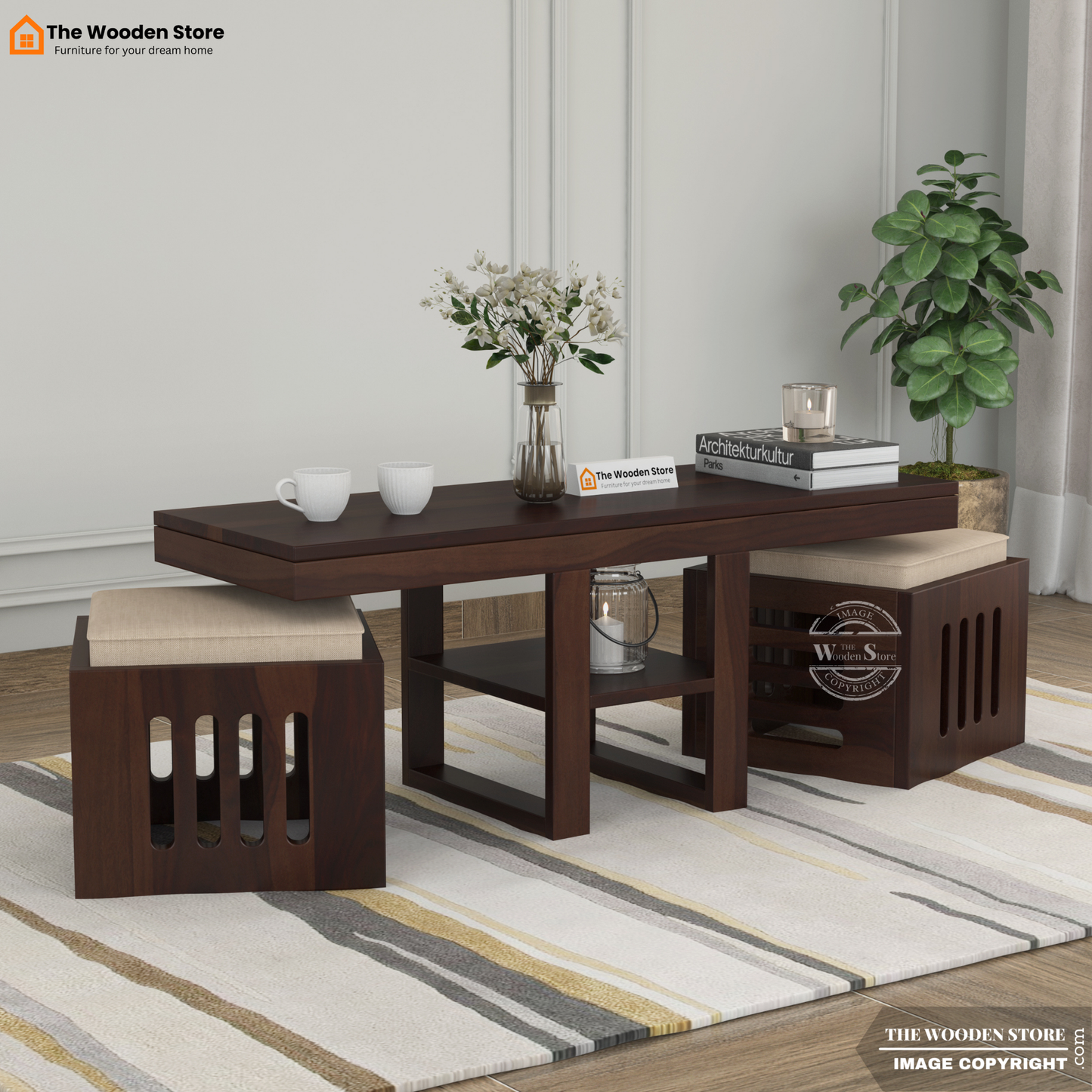 Bob Coffee Table Set Set of 3 (Walnut Finish)