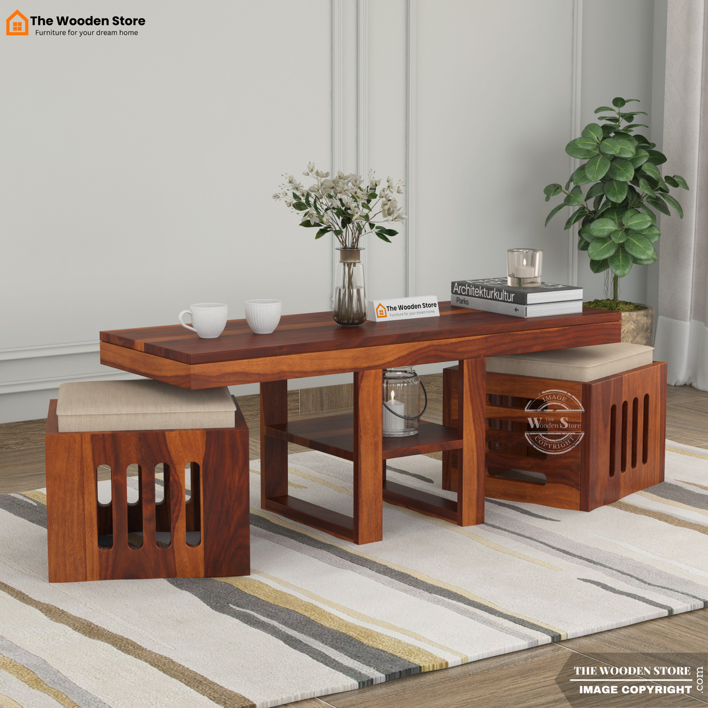 Bob Coffee Table Set Set of 3 (Honey Finish)