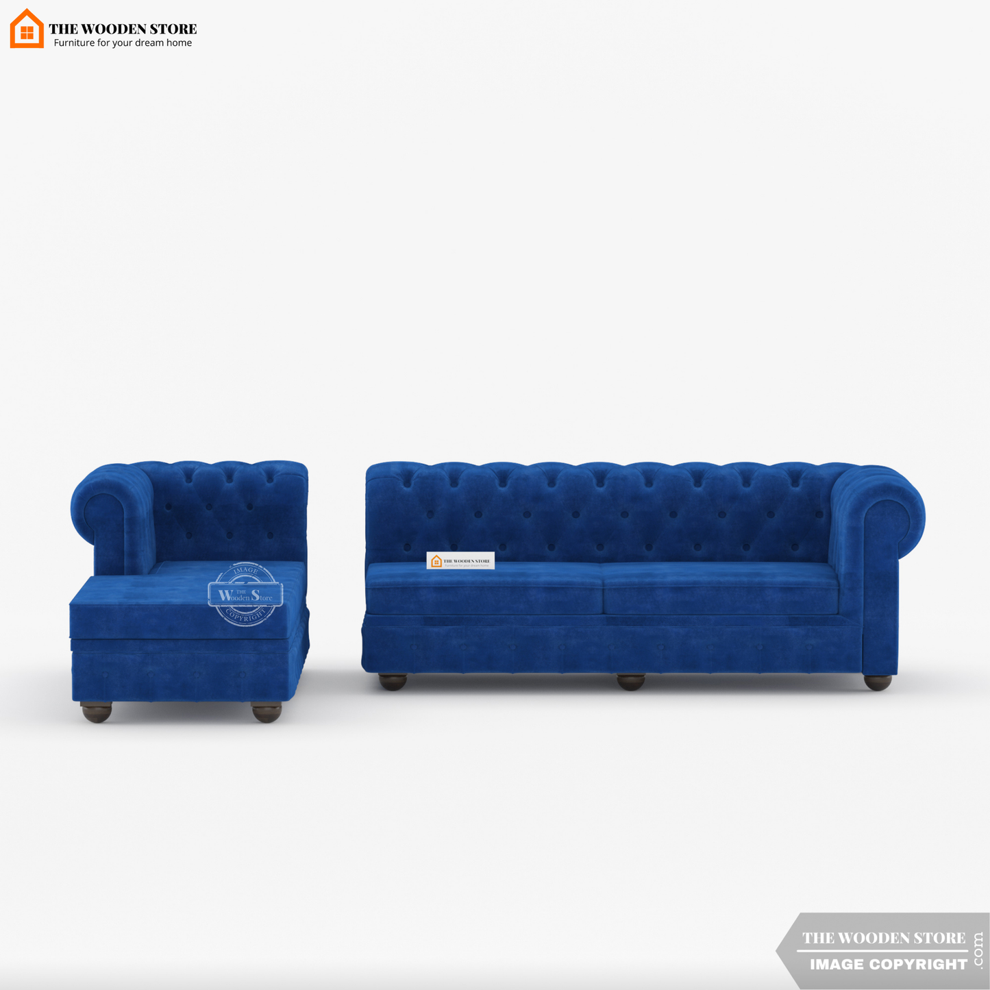 Ronin L - Shape Left Aligned Corner Sofa (Marine Blue)