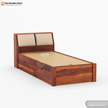Walker Single Bed With Drawer Storage (Honey Finish)