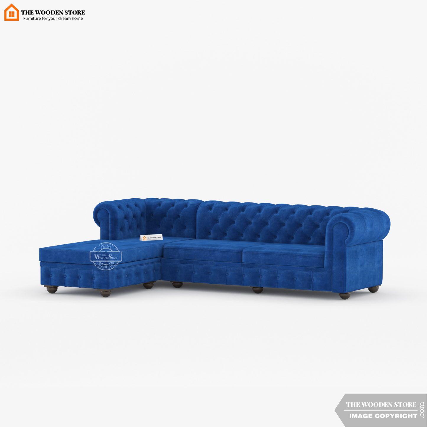 Ronin L - Shape Left Aligned Corner Sofa (Marine Blue)