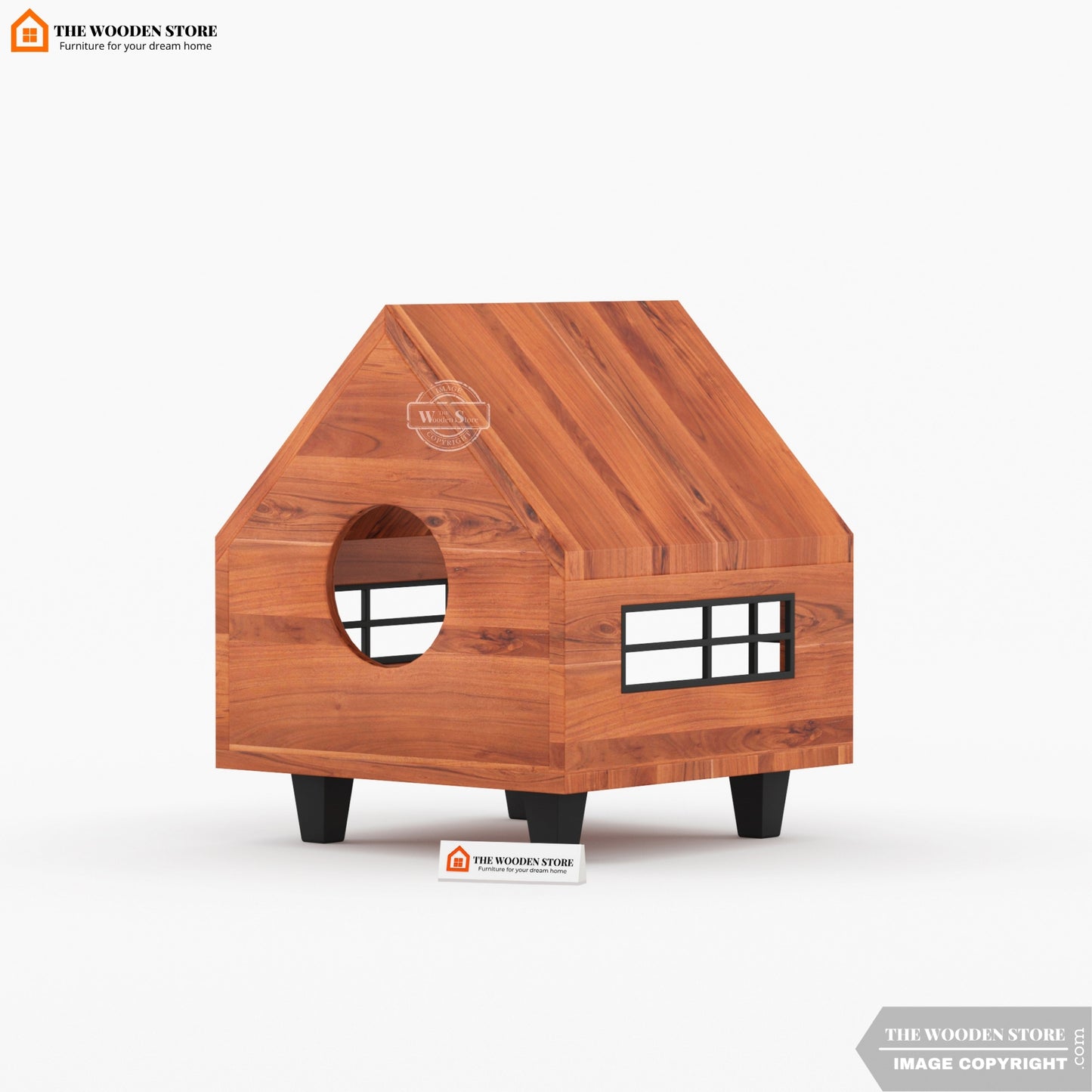 Verden Wooden Cat House (Honey Finish)