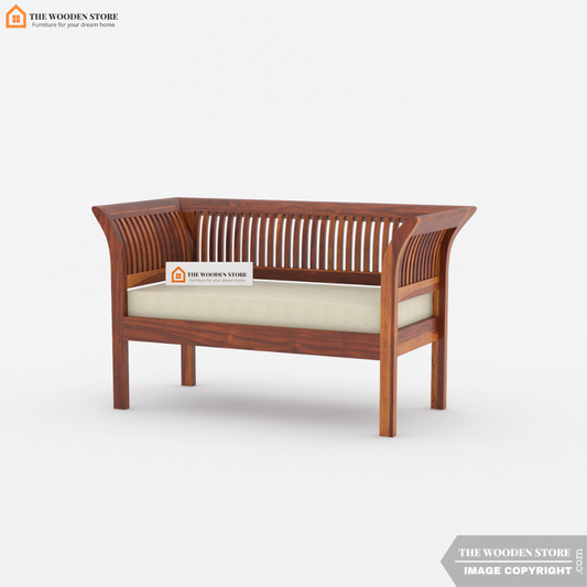 Vasundhara 2 Seater Wooden Sofa (Honey Finish)