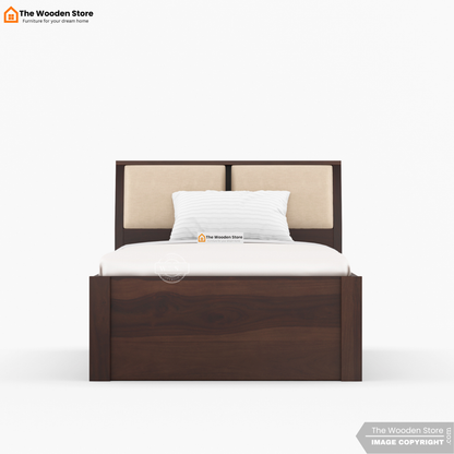 Walker Single Bed With Drawer Storage (Walnut Finish)