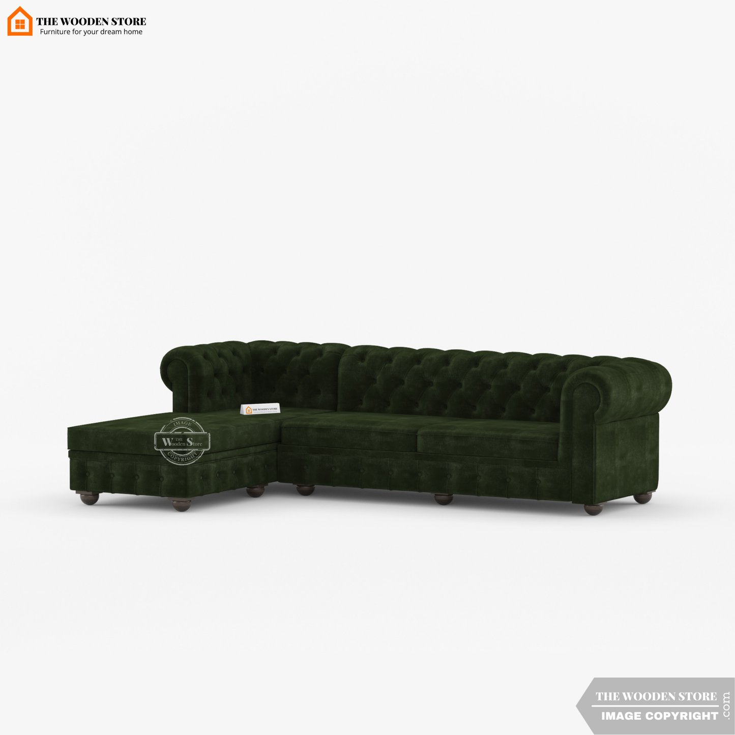 Ronin L - Shape Left Aligned Corner Sofa (Olive Green)
