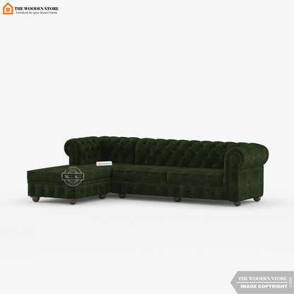 Ronin L - Shape Left Aligned Corner Sofa (Olive Green)