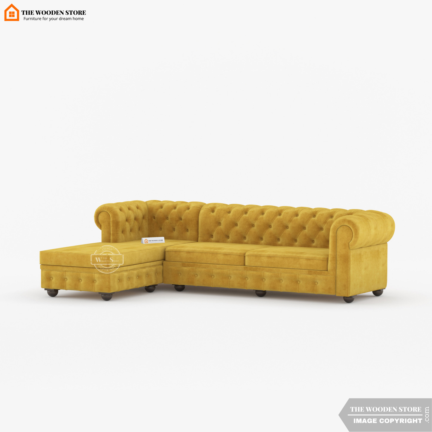 Ronin L - Shape Left Aligned Corner Sofa (Orange Gold)