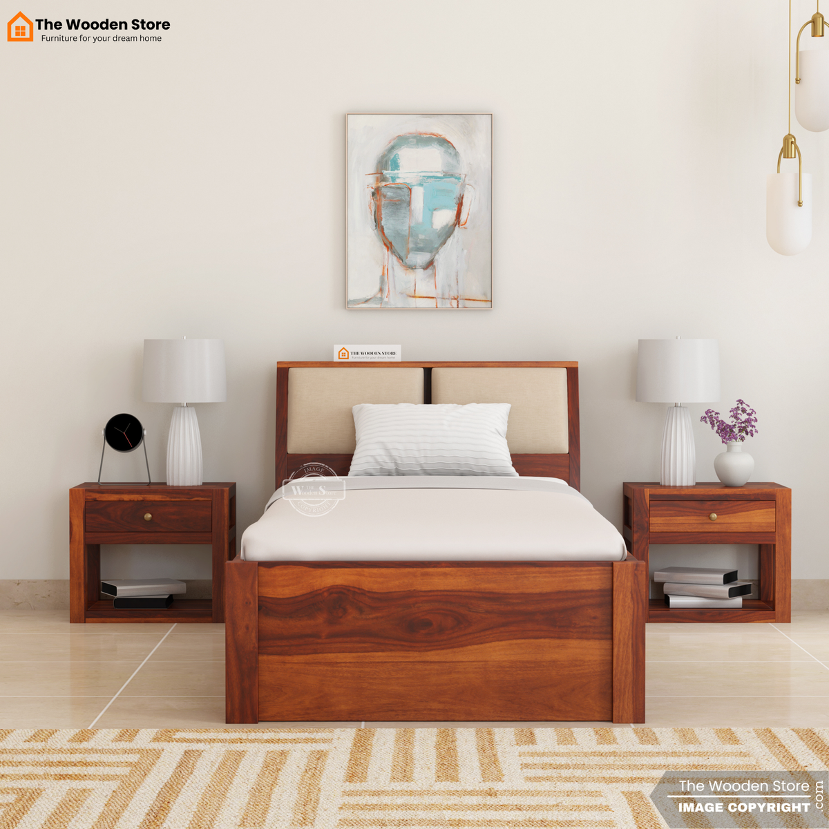 Walker Single Bed With Drawer Storage (Honey Finish)
