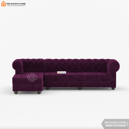Ronin L - Shape Left Aligned Corner Sofa (Wine Berry)