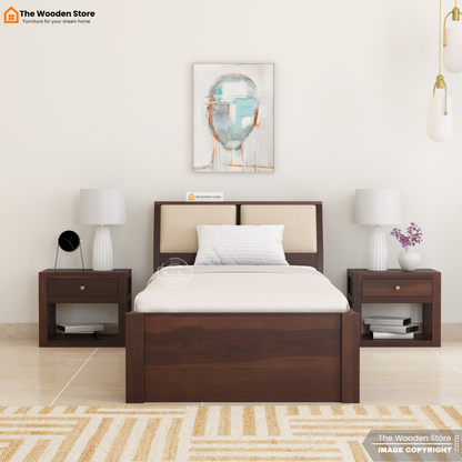 Walker Single Bed With Drawer Storage (Walnut Finish)