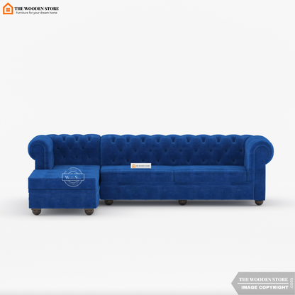 Ronin L - Shape Left Aligned Corner Sofa (Marine Blue)