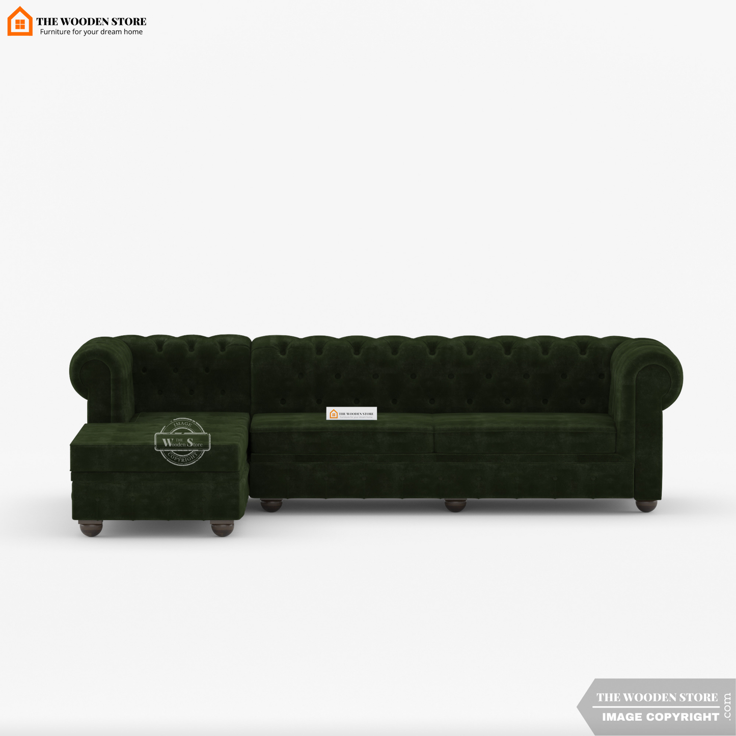 Ronin L - Shape Left Aligned Corner Sofa (Olive Green)