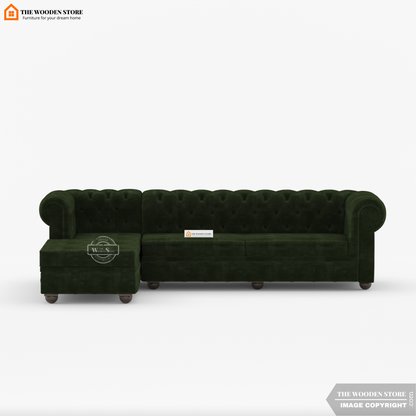 Ronin L - Shape Left Aligned Corner Sofa (Olive Green)