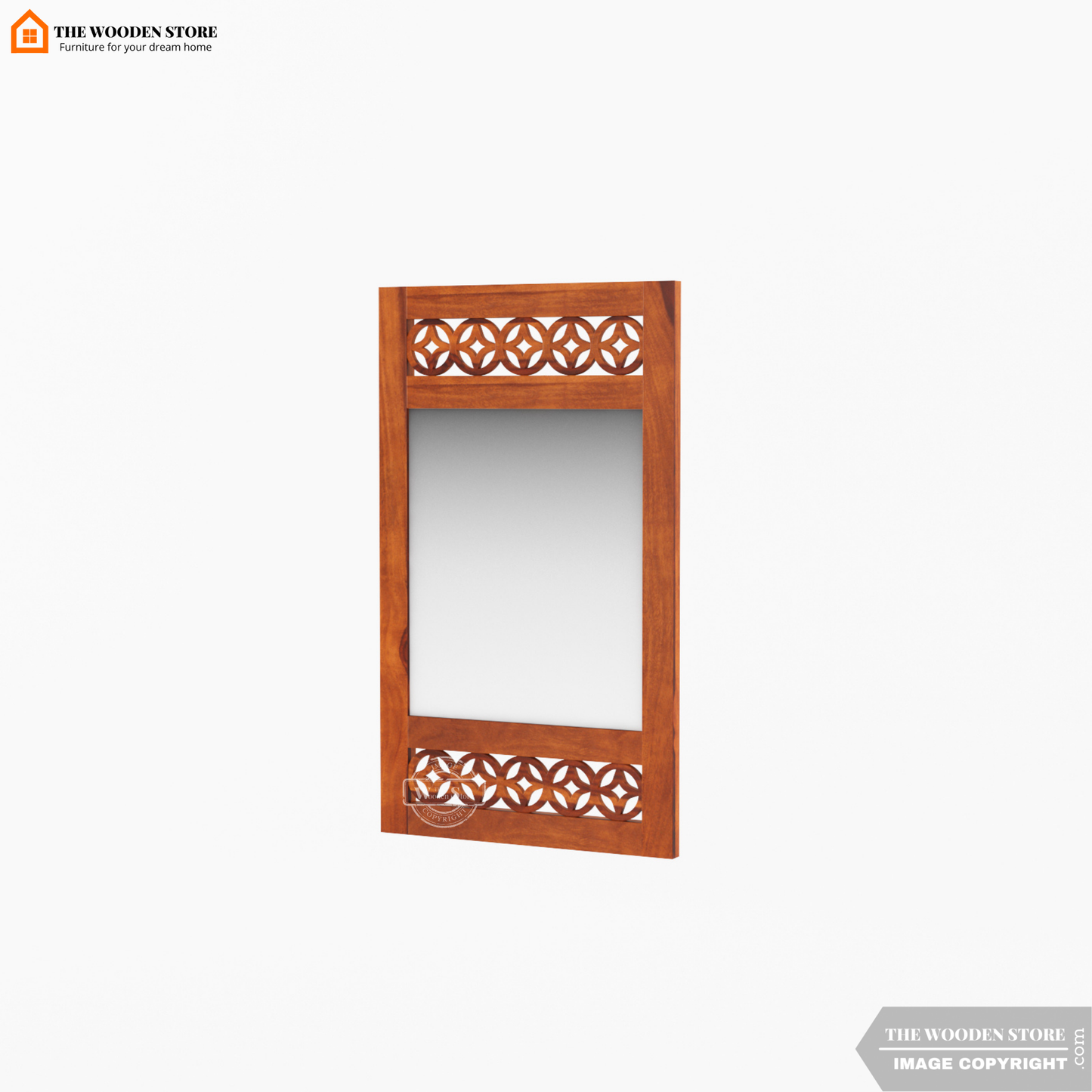 Daffy Side Stripped Mirror With Frame (Honey Finish)