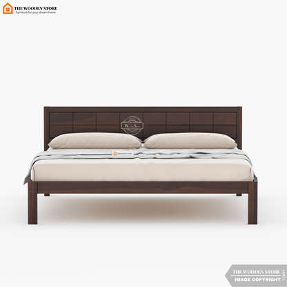 Bricks Bed without Storage (Queen Size, Walnut Finish)