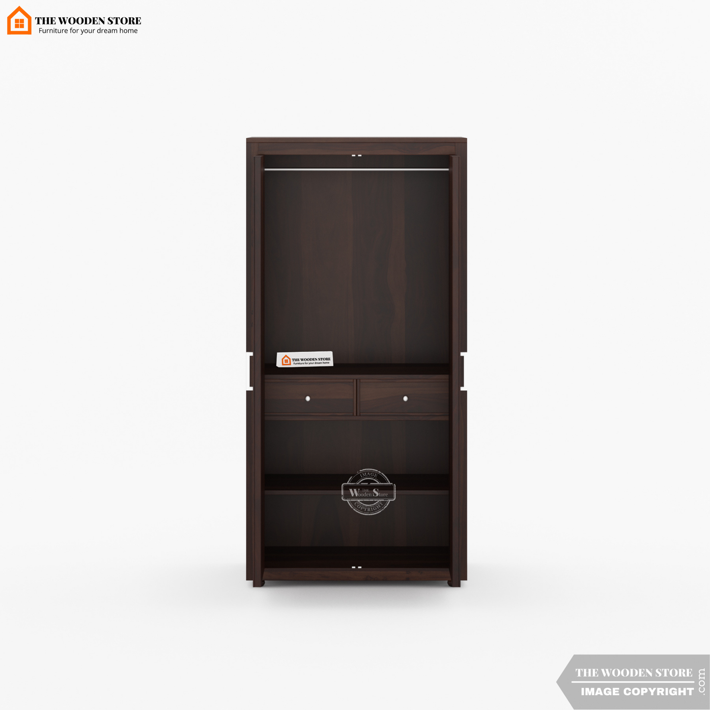 Joel 2 Door Multi-Utility Wardrobe (Walnut Finish)