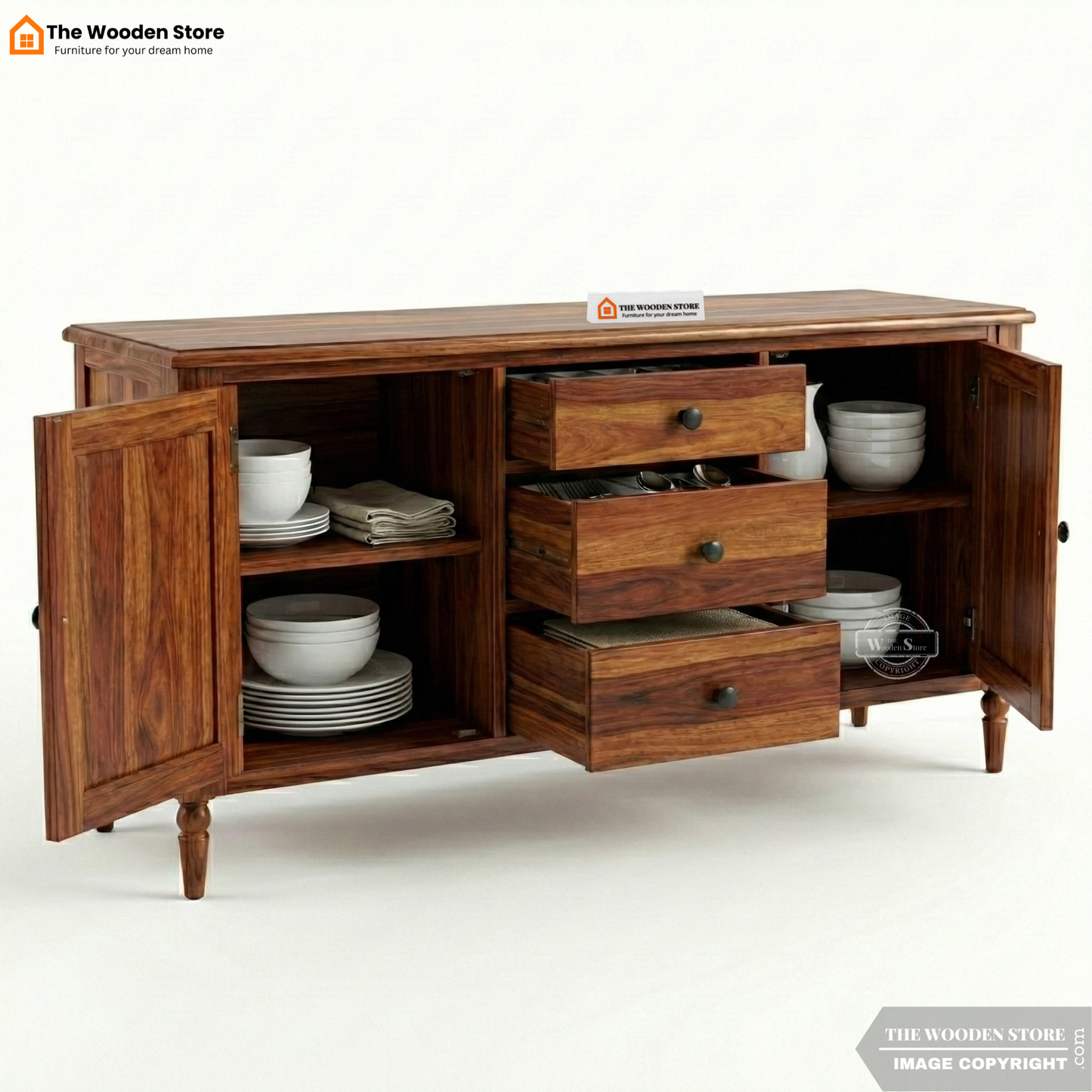 Alaska Cabinets and Sideboard (Honey Finish)