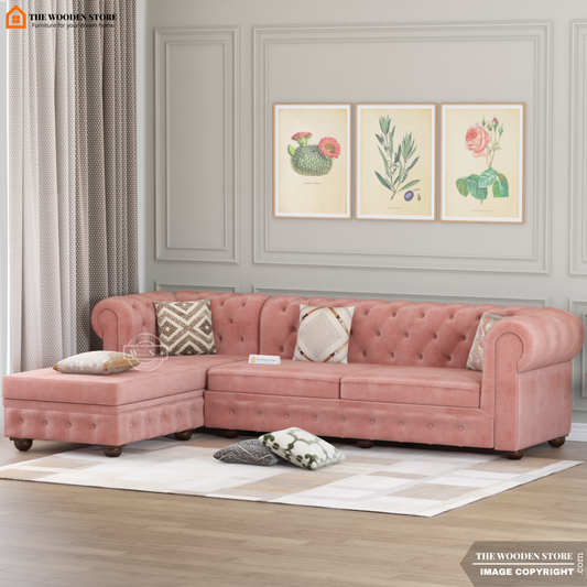 Ronin L - Shape Left Aligned Corner Sofa (Blush Pink)