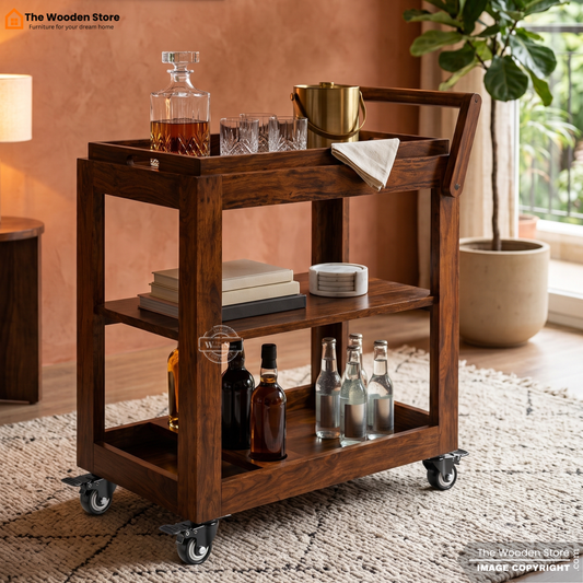 Hesper Bar Trolley (Honey Finish)