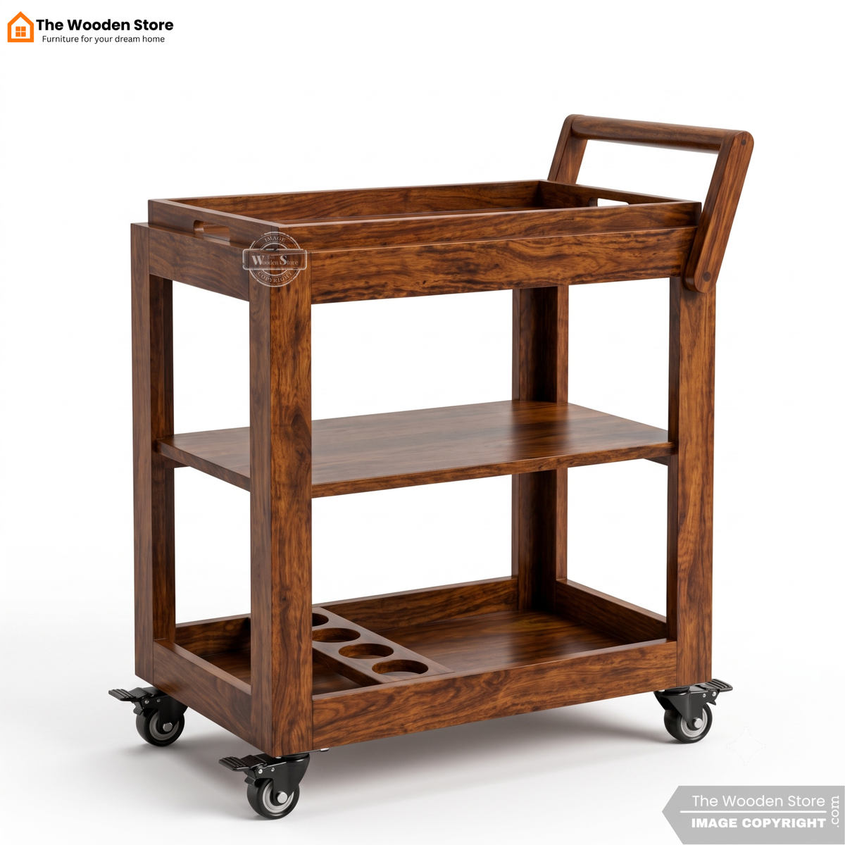 Hesper Bar Trolley (Honey Finish)