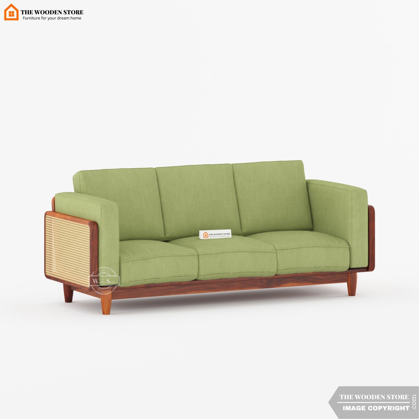 Arica 3+2+1 Cane Wooden Sofa Set (Honey Finish)