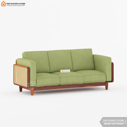 Arica 3+2+1 Cane Wooden Sofa Set (Honey Finish)