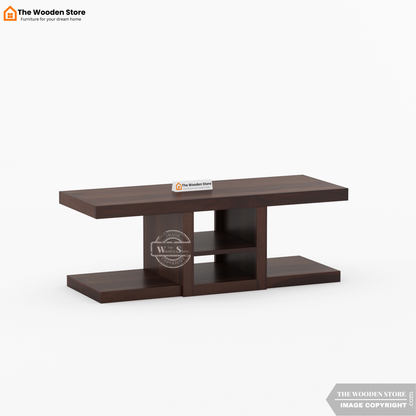 Jelo Coffee Table with 2 Stools (Walnut Finish)
