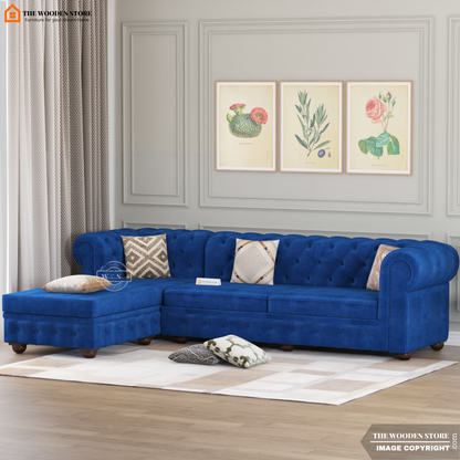 Ronin L - Shape Left Aligned Corner Sofa (Marine Blue)