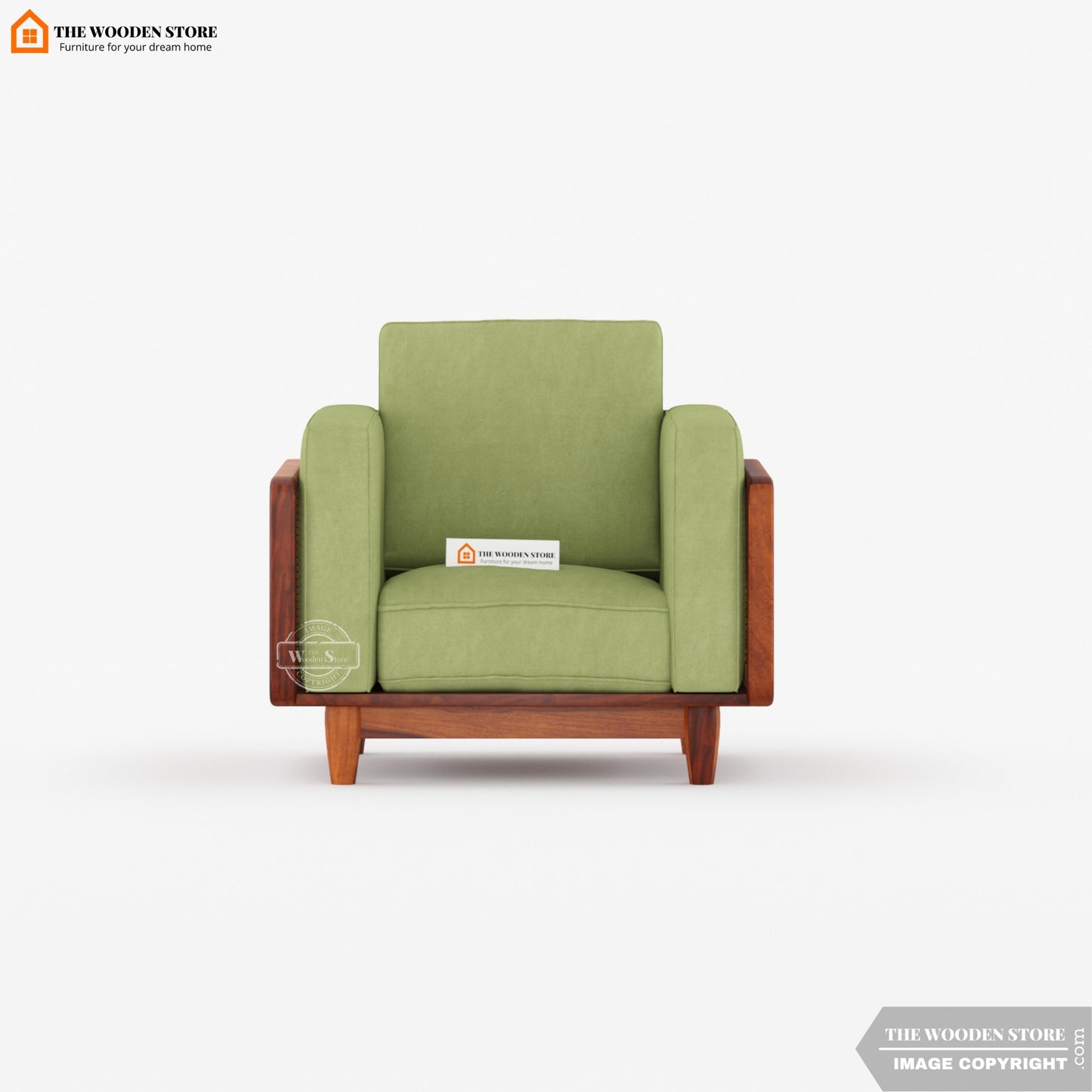 Arica 1 Seater Wooden Sofa (Honey Finish)