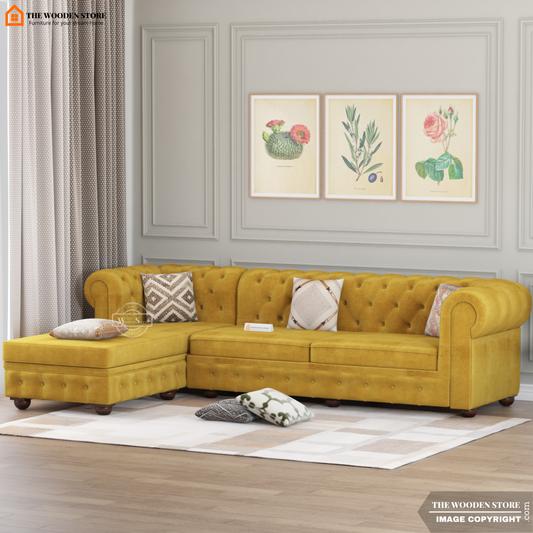 Ronin L - Shape Left Aligned Corner Sofa (Orange Gold)