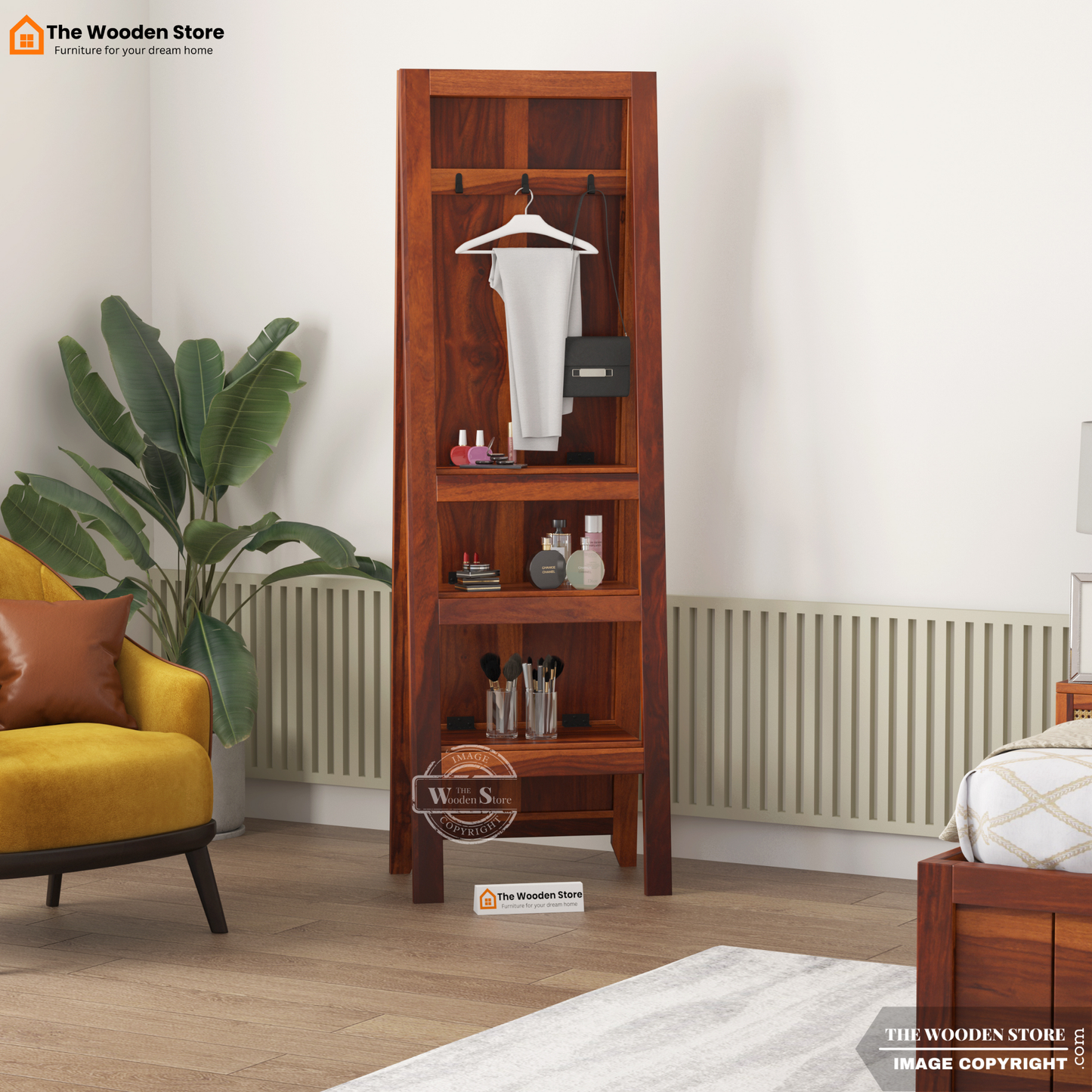 Mantis Dressing Table With Storage (Honey Finish)