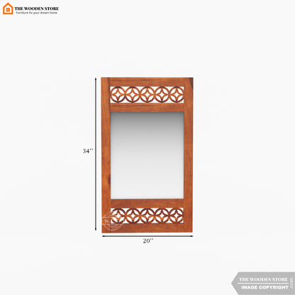 Daffy Side Stripped Mirror With Frame (Honey Finish)