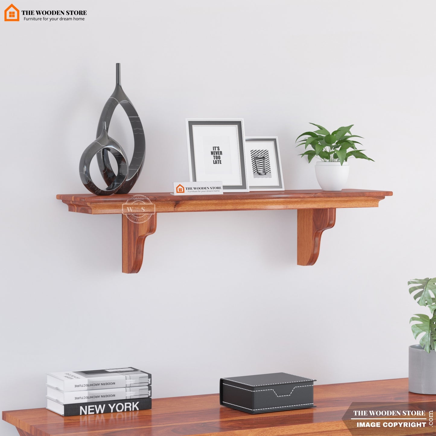 Kylie Wall Shelf (Honey Finish)