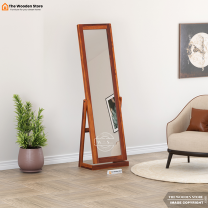 Holly Sheesham Wood Full Length Dressing Mirror (Honey Finish)