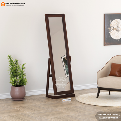 Holly Sheesham Wood Full Length Dressing Mirror (Walnut Finish)