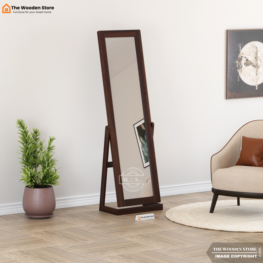 Holly Sheesham Wood Full Length Dressing Mirror (Walnut Finish)