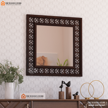 Daffy Mirror With Frame (Walnut Finish)