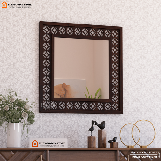 Daffy Mirror With Frame (Walnut Finish)