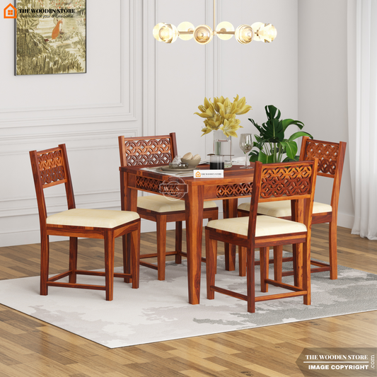 Daffy 4 Seater Dining Set (Honey Finish)
