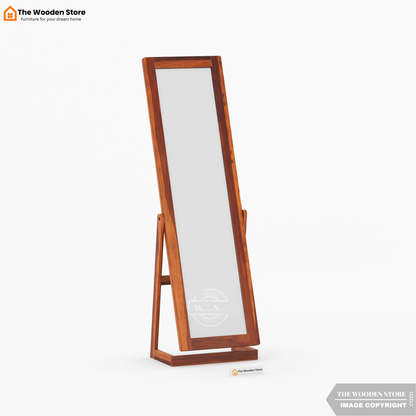 Holly Sheesham Wood Full Length Dressing Mirror (Honey Finish)