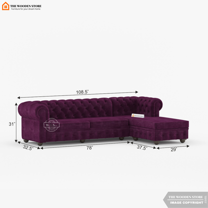 Ronin L - Shape Right Aligned Corner Sofa (Wine Berry)