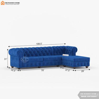 Ronin L - Shape Right Aligned Corner Sofa (Marine Blue)