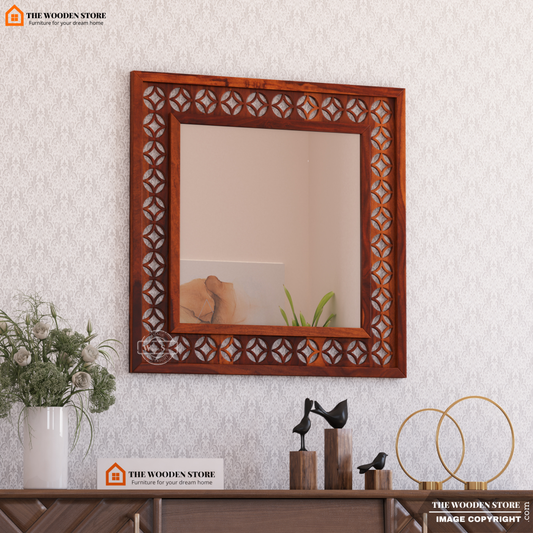 Daffy Mirror With Frame (Honey Finish)