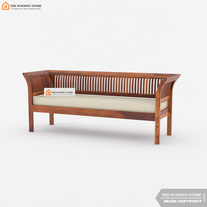 Vasundhara 3 Seater Wooden Sofa (Honey Finish)