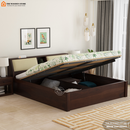 Walker Hydraulic Bed With Storage (King Size, Walnut Finish)