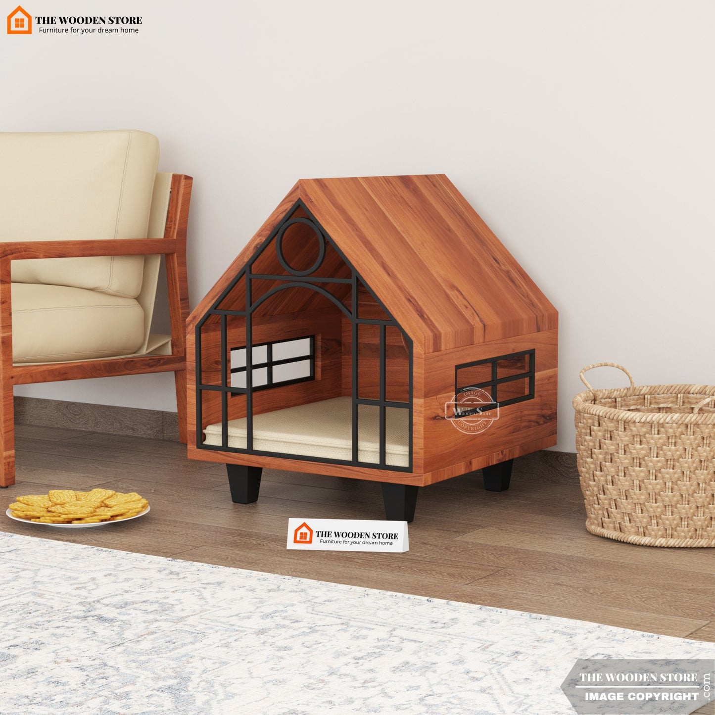 Verden Wooden Cat House (Honey Finish)