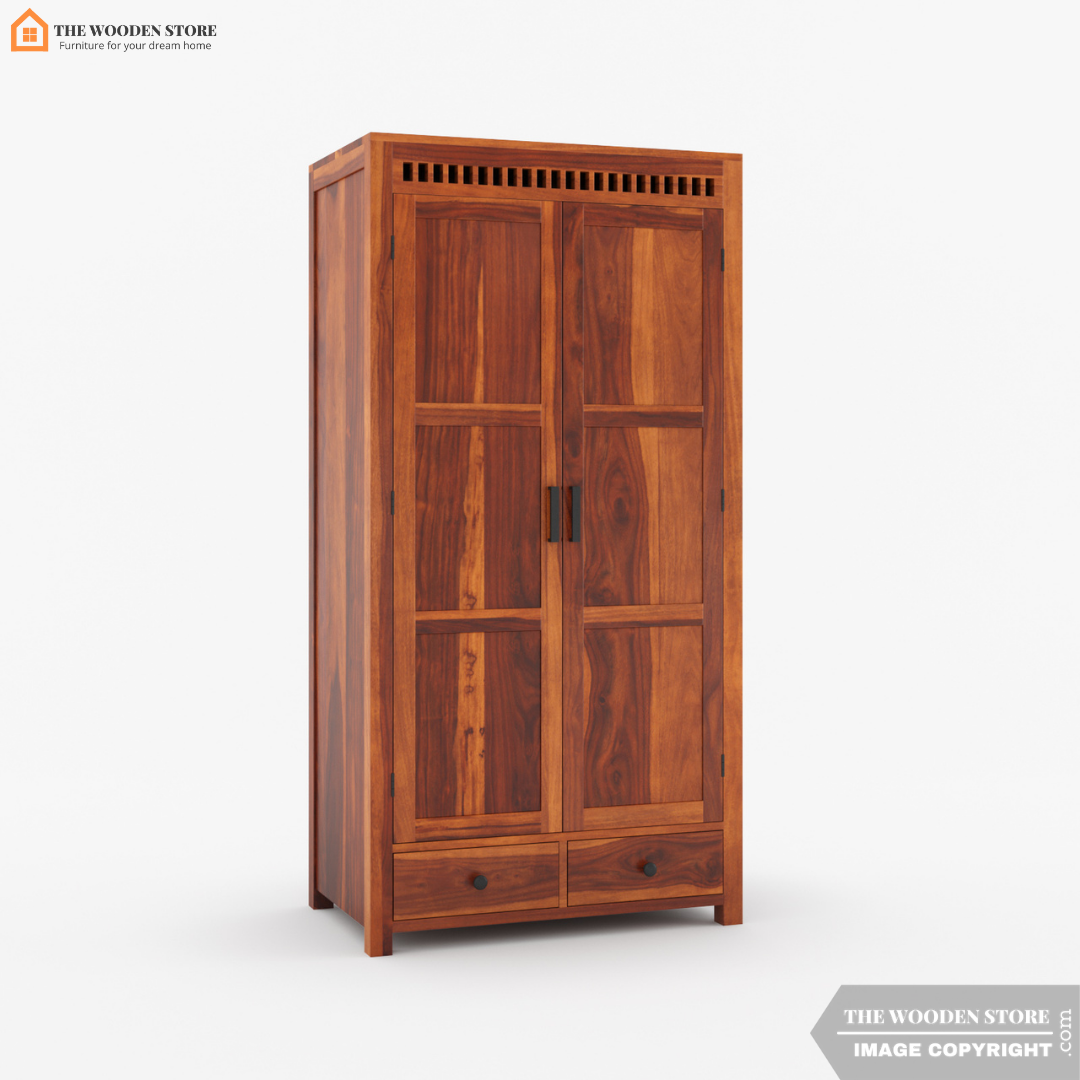Donald 3 Door Multi-Utility Wardrobe (Honey Finish)