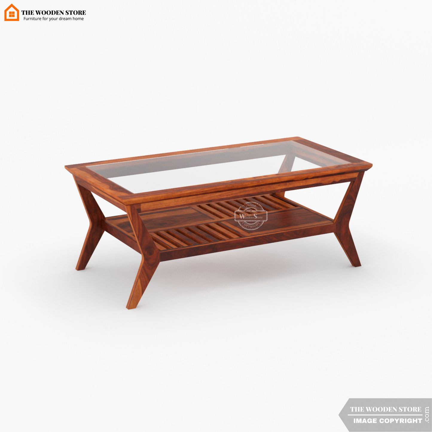 Forge Glass Top Coffee Table (Honey Finish)